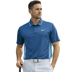 Nike Golf Tiger Woods Polo Men’s Medium Blue Ombre Dri-Fit Performance